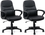 Office Chair - Mid Back Leather Computer Desk Chair with Wheels