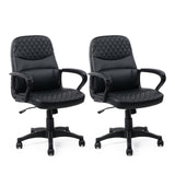 Office Chair - Mid Back Leather Computer Desk Chair with Wheels