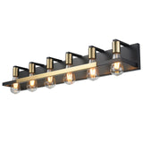 6 Light Bathroom Vanity Light Fixture Over Mirror, Black and Gold Vanity Lighting 6 Bulb