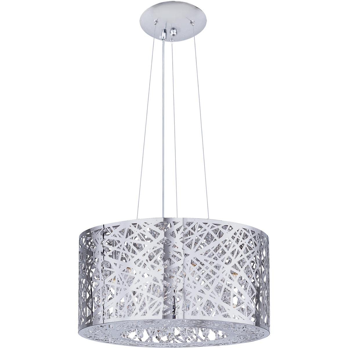 Inca Modern Metal Web Laser-cut Sheath with Crystal Drum Pendant Ceiling