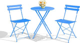 3-Piece Folding Bistro Set, Foldable Patio Furniture Set with Premium Frame