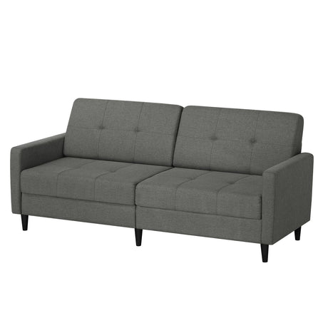 77” Linen Fabric Sofa Bed with Adjustable Backrests, Convertible Loveseat