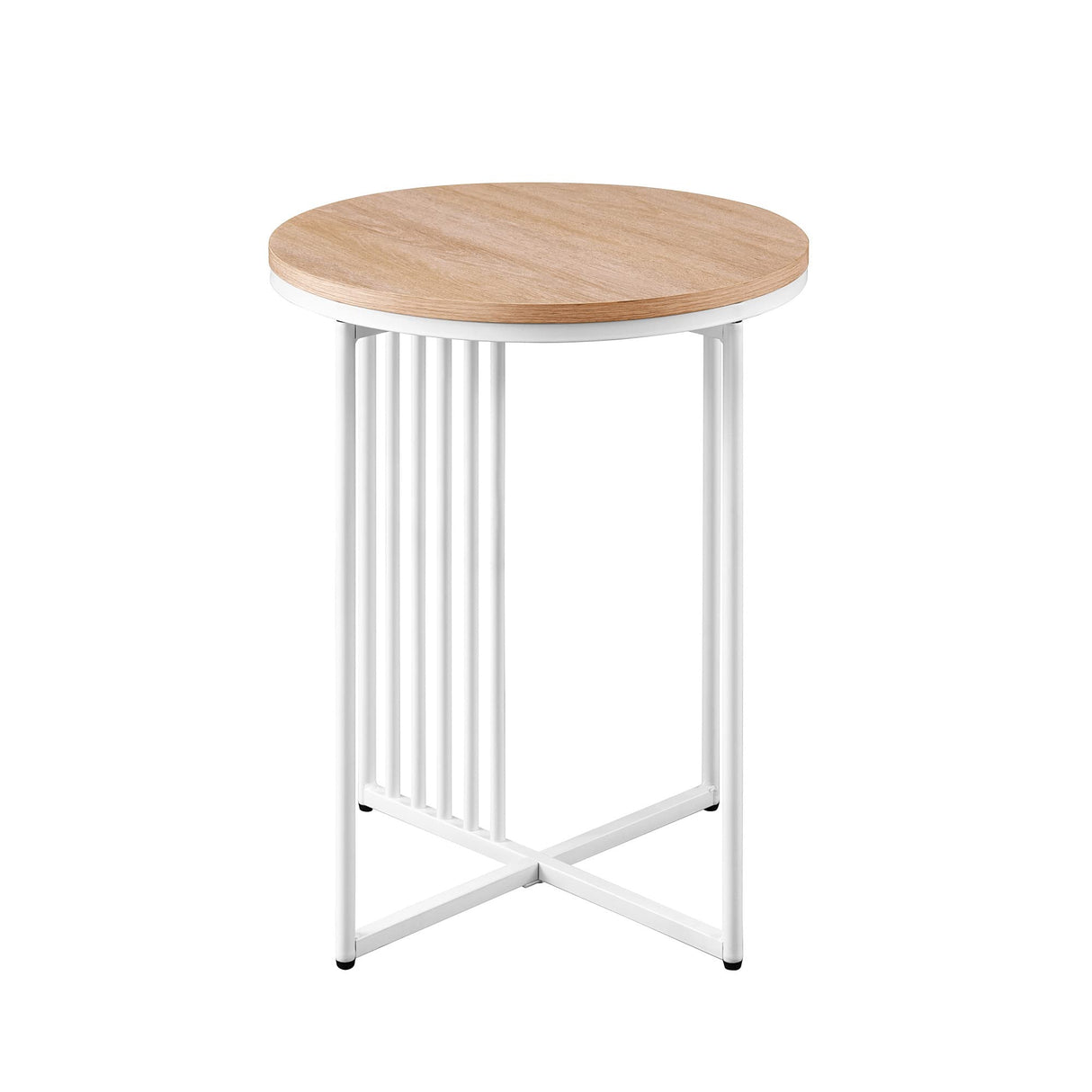 Shae Modern Minimalist Round Side Table, 18Inch, Coastal Oak