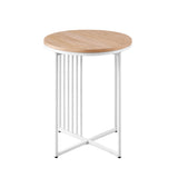 Shae Modern Minimalist Round Side Table, 18Inch, Coastal Oak