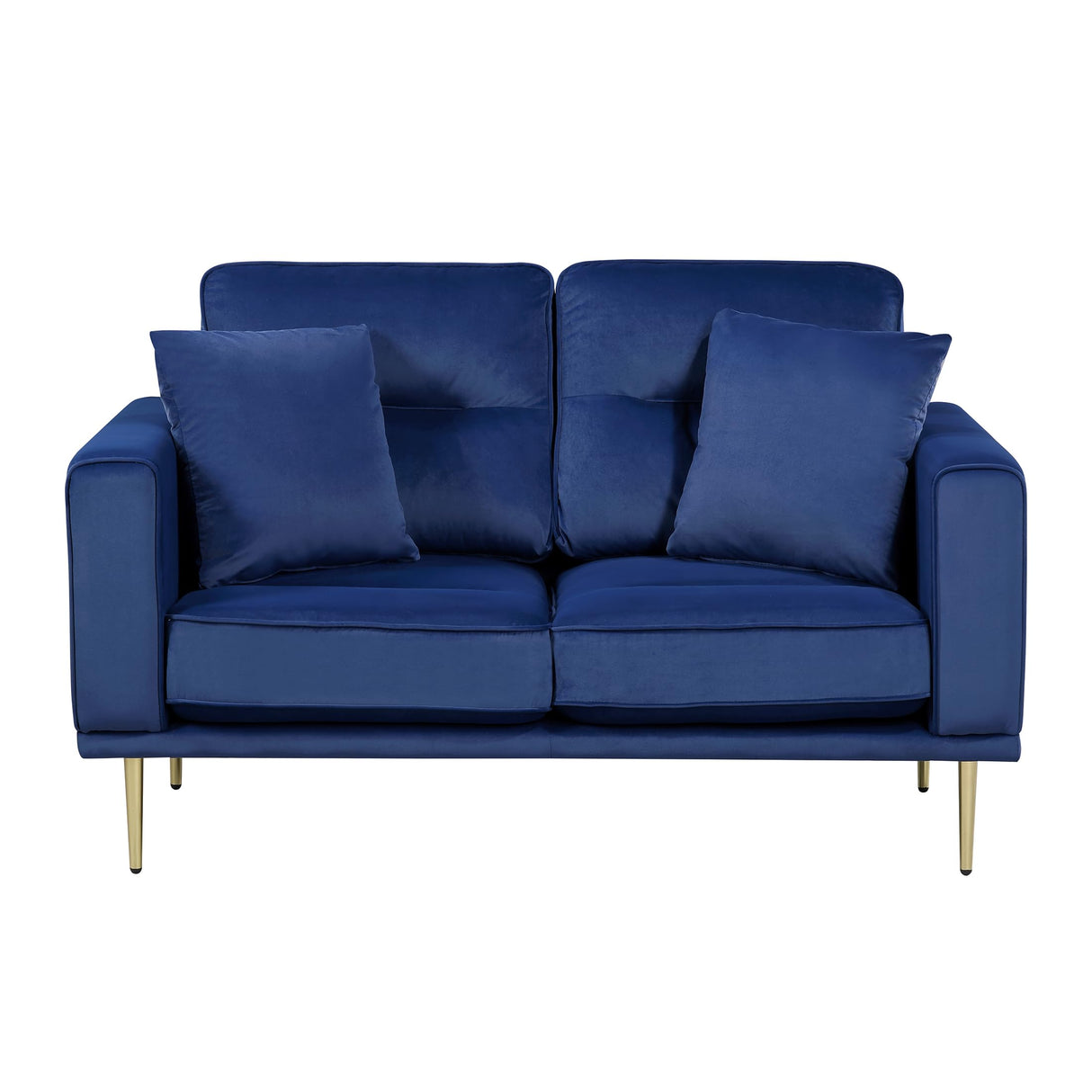 Velvet Sofa Love Seat, Modern Couches, Metal Seat Base Metal Legs with Gold-Tone Finish