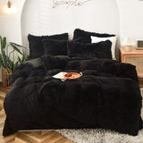 5 PCS Shaggy Duvet Cover Bedding Set - Fluffy Comforter Cover Long Faux Fur Luxury