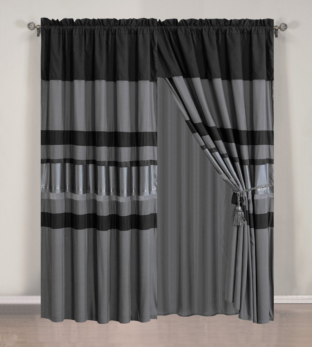 7-Piece King Chenille Jacquard Comforter Set - Grey Silver Stripe
