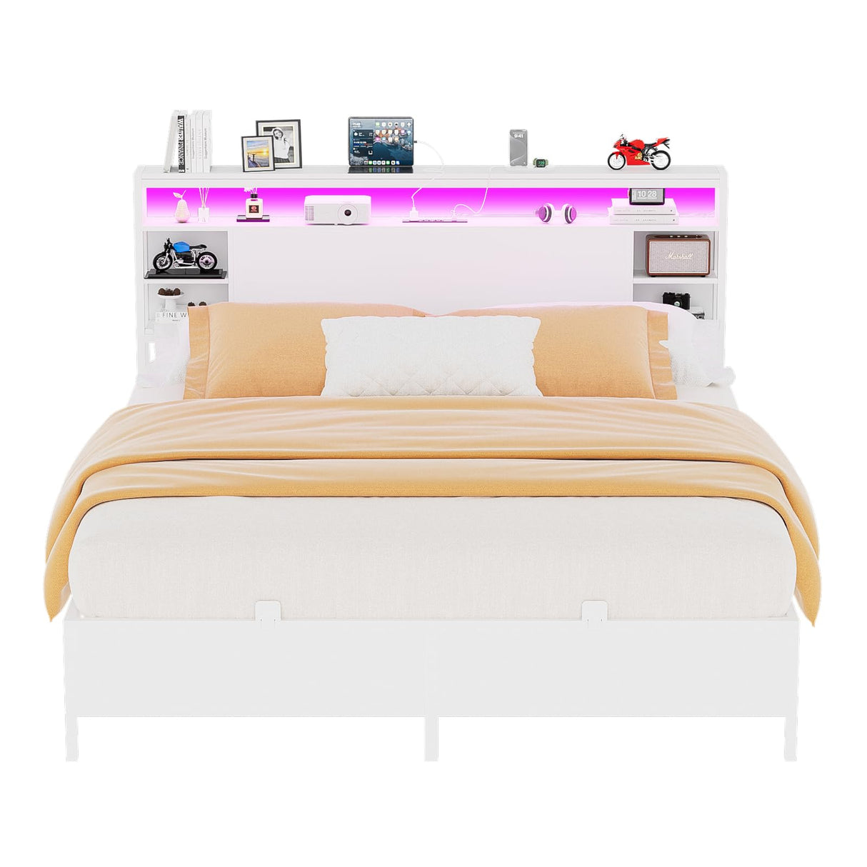 Full Size Bed Frame with Charging Station