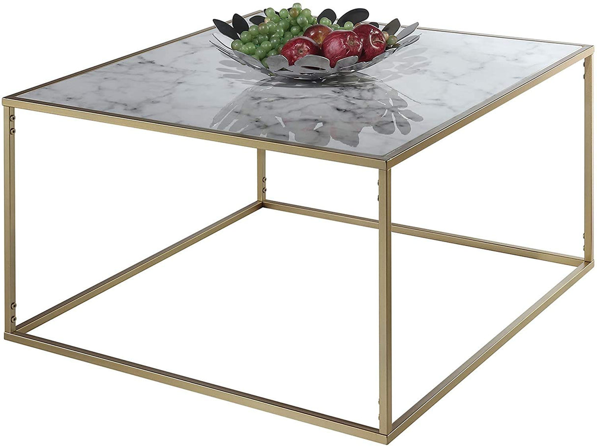 Gold Coast Faux Marble Coffee Table, Gold / Faux Marble