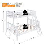 Bunk Bed Twin Over Full Size with LED Light/USB Port/15’’ Extra Tall Safety Guardrails