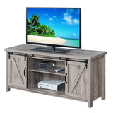 Farmhouse Barn Door 52" TV Stand Entertainment Console in Rustic Wood Wash