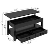 41.7'' Lift Top Coffee Table with 2 Storage Drawer Hidden Compartment Open Storage Shelf