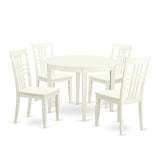 BOLG5-LWH-W 5 Piece Dining Table Set for 4 Includes a Round Kitchen Table and 4