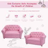 Couch, 2 in 1 Princess Double Seat Children's Sofa w/PU Leather Surface, Toddler Armrest Chair for Bedroom, Kids Room, Mini Sofa for Kids Loveseat Baby Girls Birthday