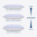 Shredded Memory Foam Pillows Queen Size Set of 2, Cooling Pillows for Sleeping 2 Pack