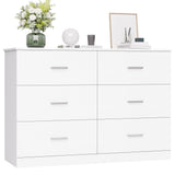 White Dresser, 47.2'' Large 6 Drawer Dresser Wide Chest of Drawers for TV Stand