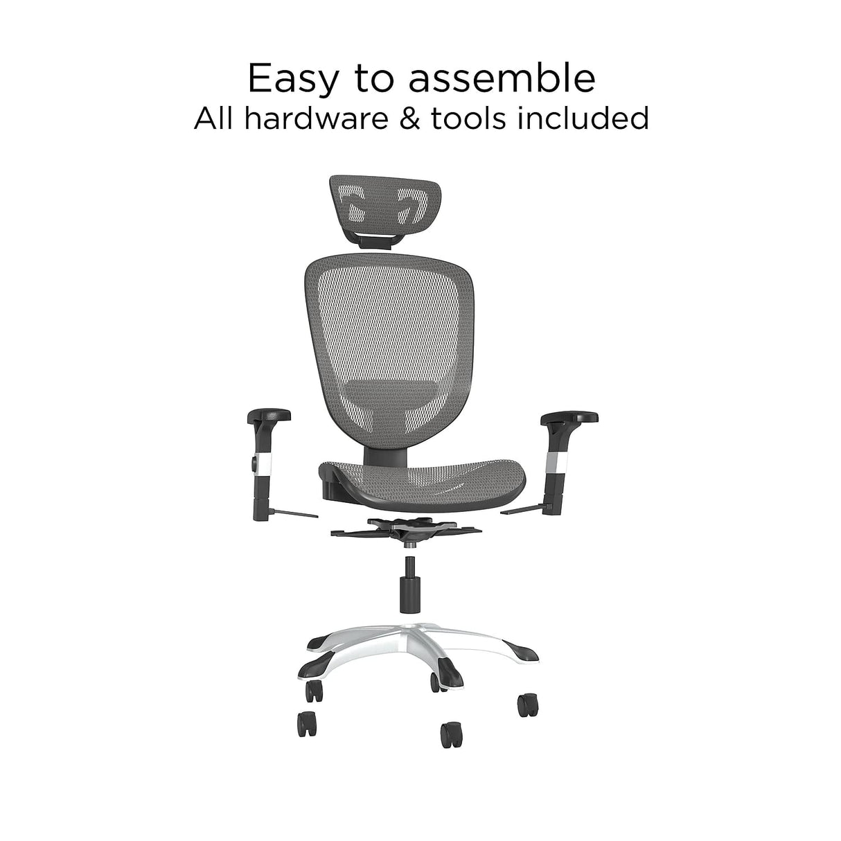 FlexFit Hyken Mesh Task Chair - Adjustable with Lumbar, Arm and Head Support,