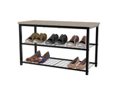 Shoe Rack Storage Bench - Bamboo Shoe Shelf with Cushioned Seat and Organizer Compartment