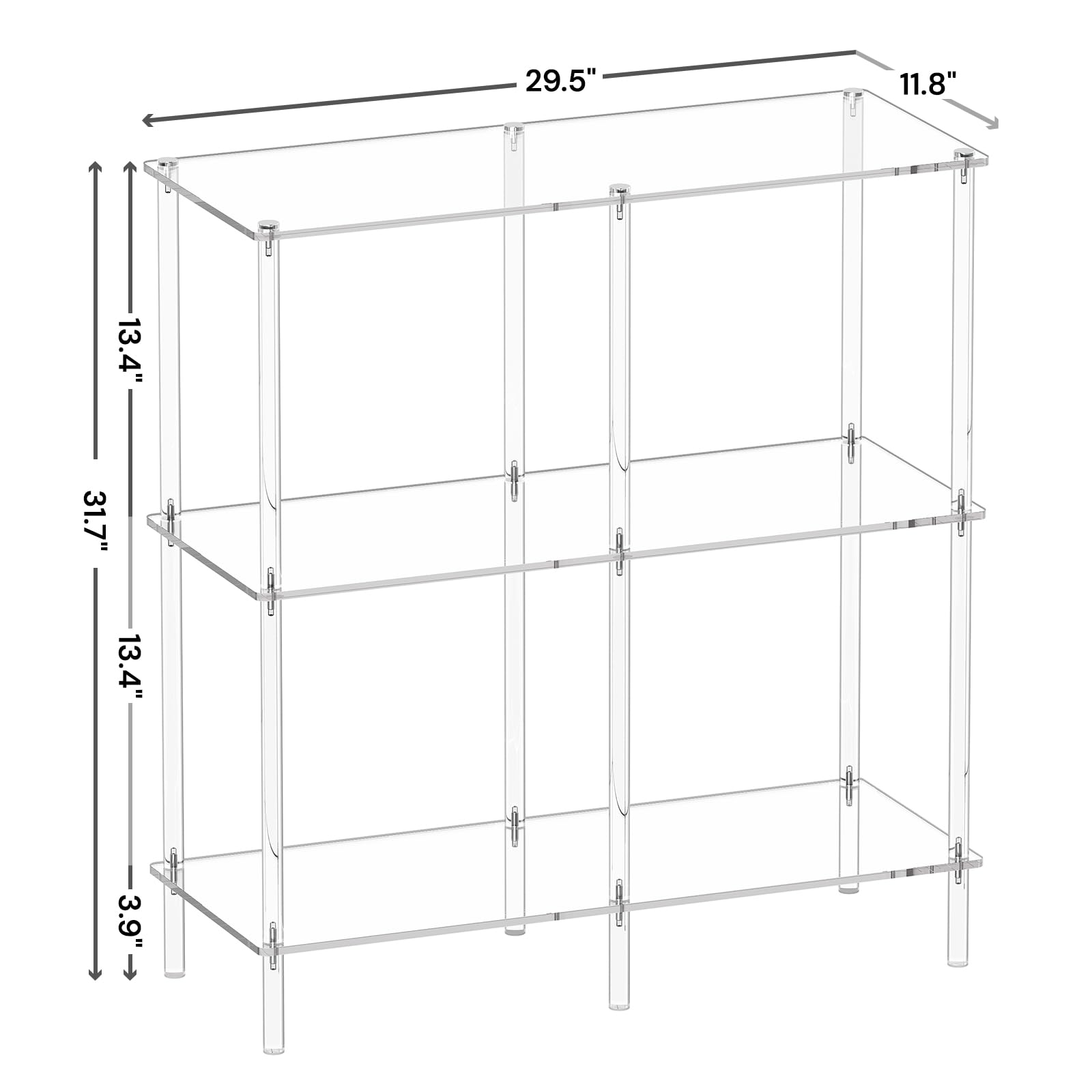 Clear Acrylic Console Table - 3-Tier Entryway Table with Open Shelves