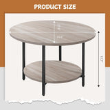 Round Coffee Tables, Accent Table Sofa Table Tea Table with Storage 2-Tier for Living Room,