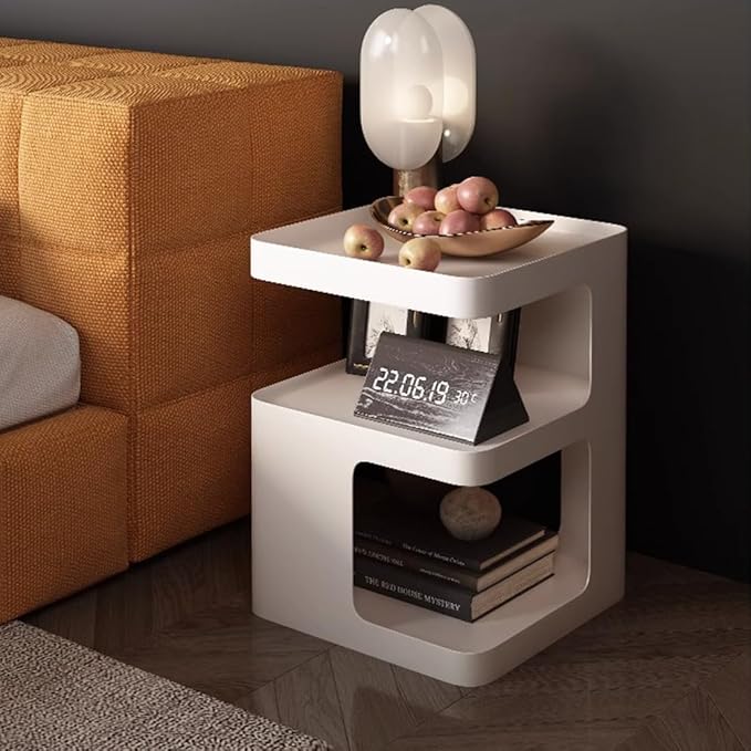 Side Table,Modern end Table,Metal Black nightstand,Bedside Table,3-Tier Accent Table