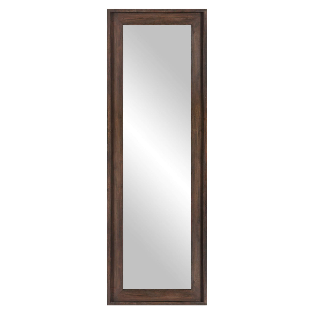 Wood Framed Full Length Wall Mount or Leaner Mirror, 19.5" x 57", Brown