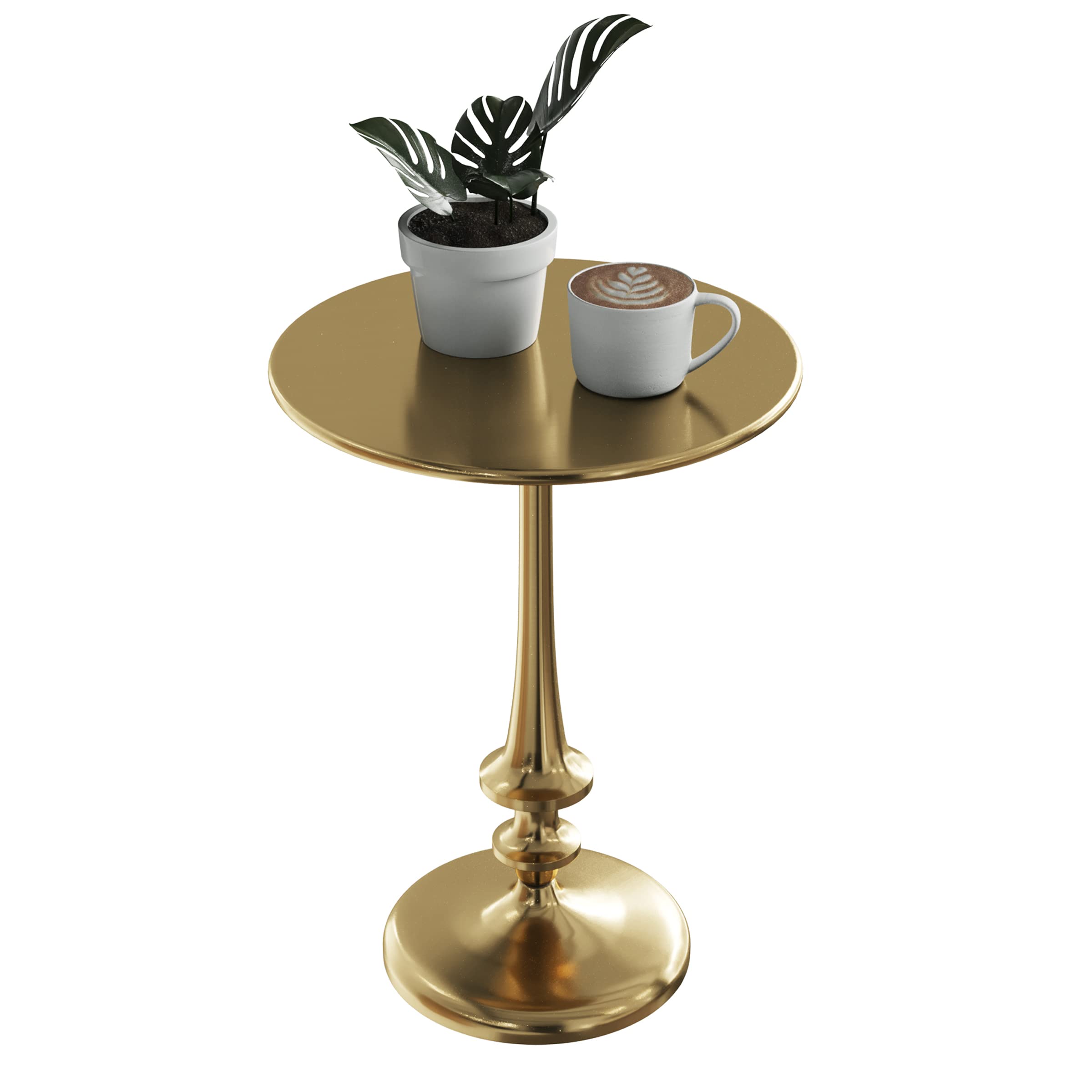 Side Table - Iron Pedestal Table with Antiqued Brass Finish for Couch