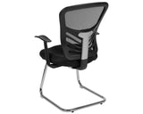 Steve Black Mesh Side Reception Chair with Chrome Sled Base