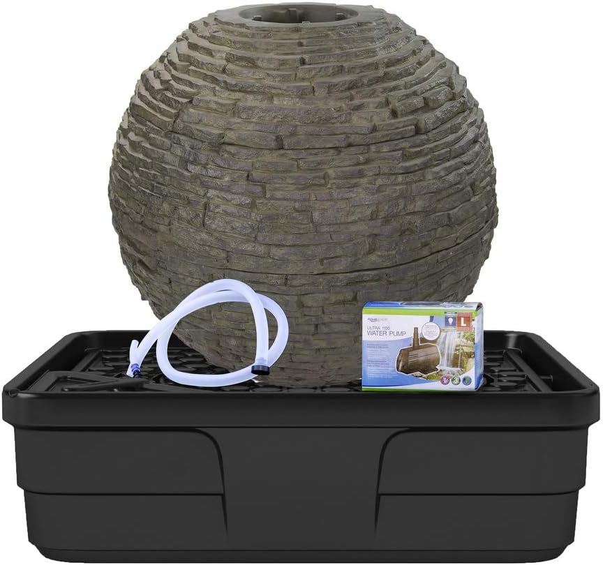 78290 Medium Stacked Sphere Water Fountain, Landscape Kit, Slate Gray