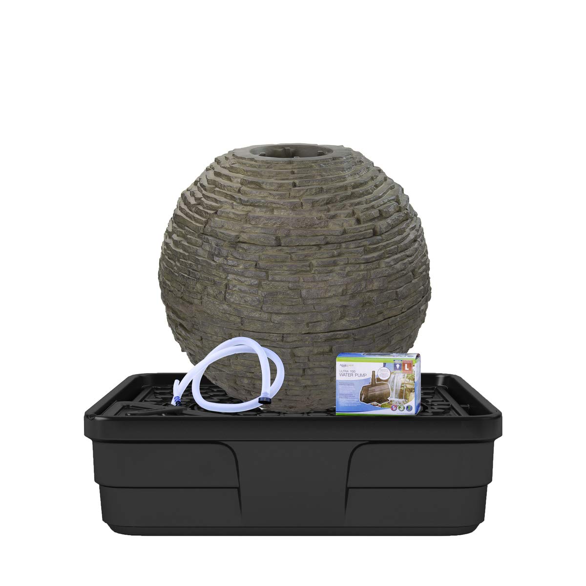 78290 Medium Stacked Sphere Water Fountain, Landscape Kit, Slate Gray