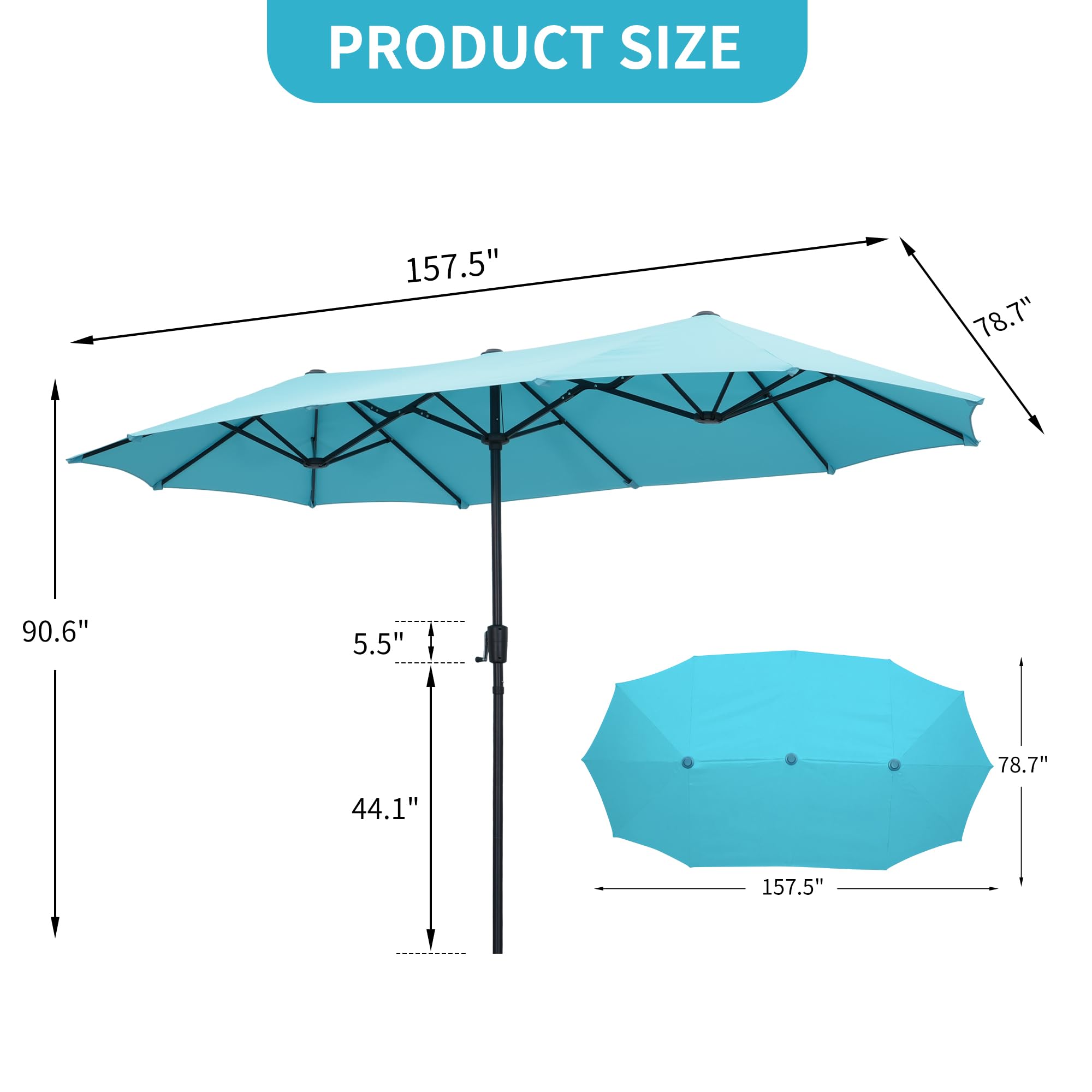 13Ft Patio Umbrella Outdoor Double-Sided Market Extra Large Table Umbrella