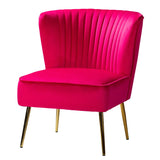 Velvet Accent Chair, Modern Upholstered Cute Side Chair with Gold Metal Legs, Armless