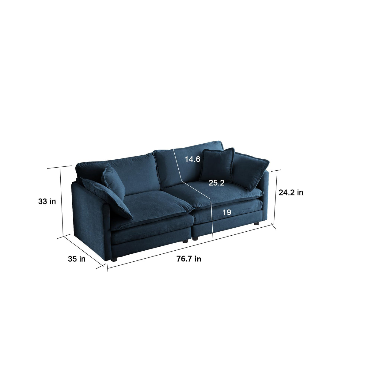 Comfortable Deep Seat Chenille Loveseat, Modern Love Seat 2-Seater Sofa Couch