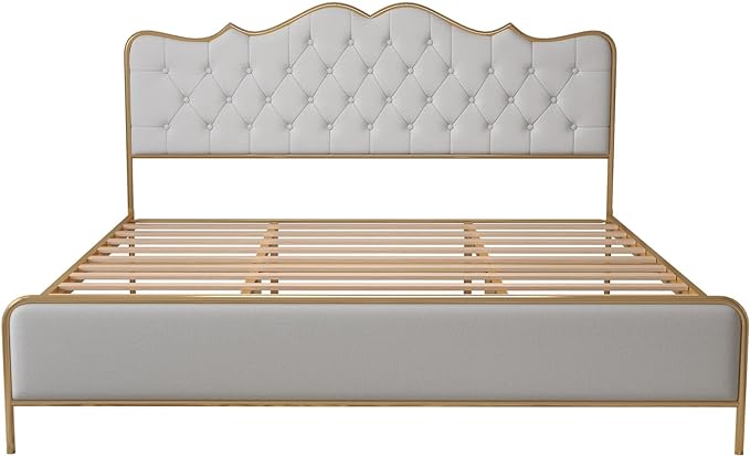 King Size Platform Bed Frame with Headboard and Storage Drawers of 4,