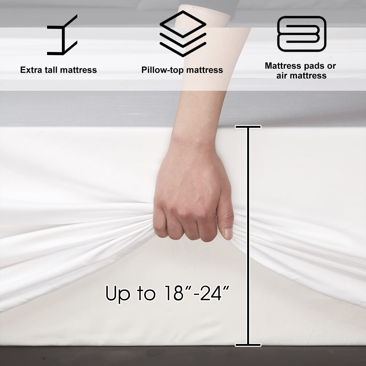 King Size Sheet Set,Rayon Derived from Bamboo, Deep Pocket Sheets Fits 18"-24" Thick