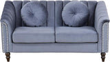 Sectional Sofa Set, Microfiber Chesterfield Upholstered Sofas Loveseat Couch Chair Sets with Style Button Tufted, Scroll Arms and Nailhead for Living Room, Office, Apartment, White,C