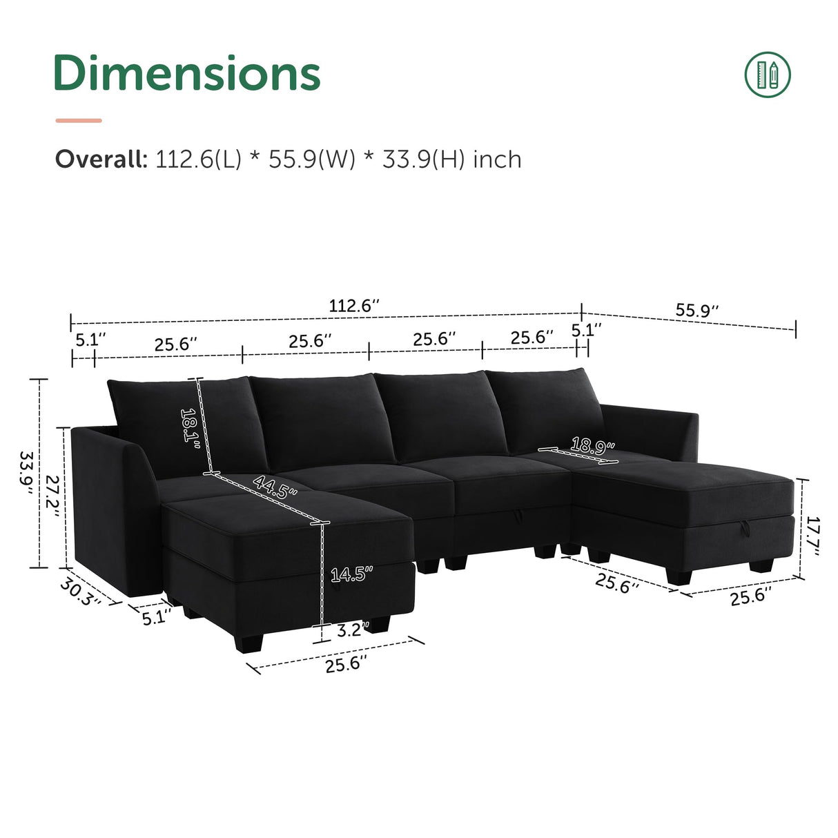 Modular Sectional Sofa Convertible U Shaped Couch with Reversible Chaise Velvet Modular