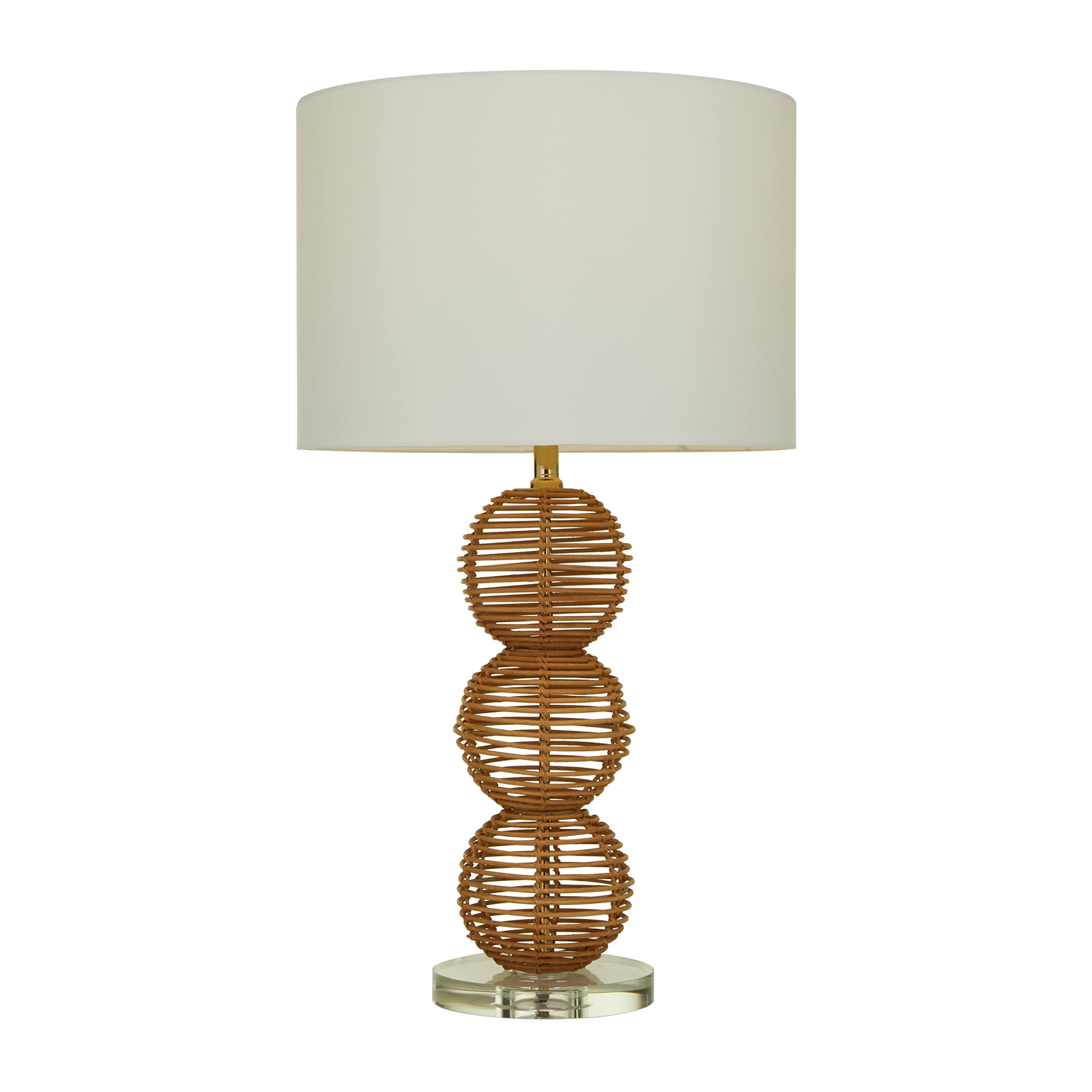 Wicker Wood Handmade Woven Orb Table Lamp, 16" x 16" x 29", Brown