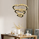 Modern Crystal 3 Heart Rings LED Chandelier Light Fixture Pendant