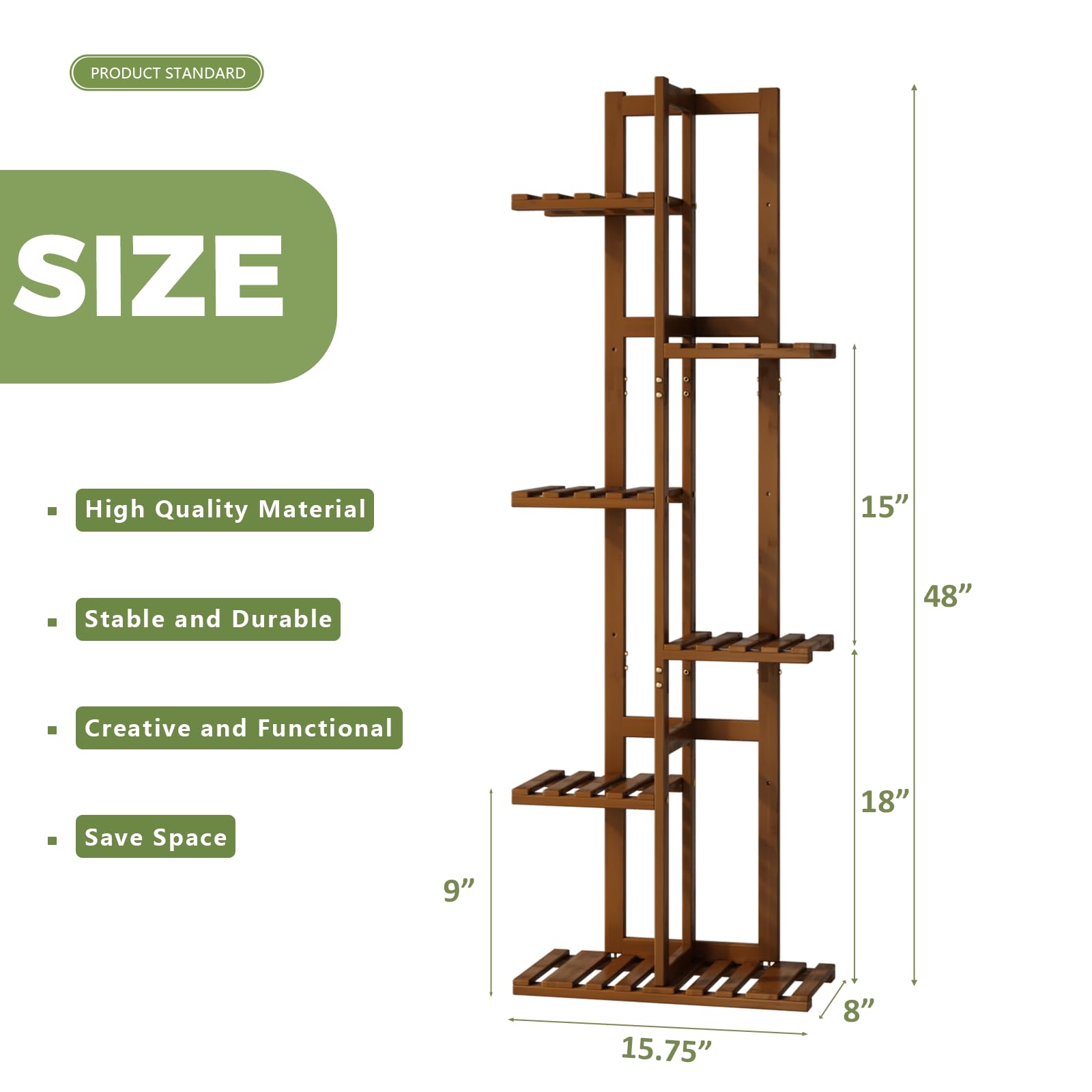 Bamworld 6-Tier Bamboo Plant Stand – Indoor & Outdoor Corner Shelf