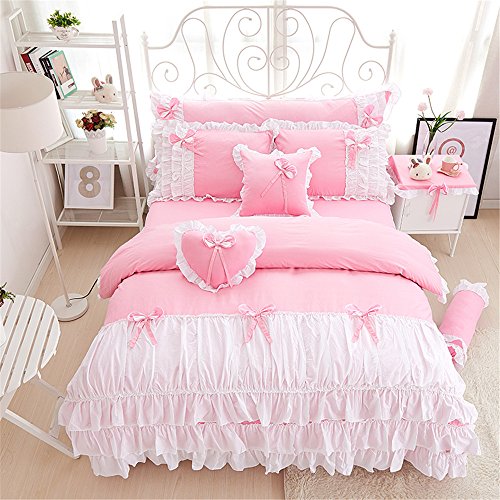 Shaggy Chic Ruffle 3-Piece Duvet Cover Set- Soft Cotton Girls Bedding with Cute