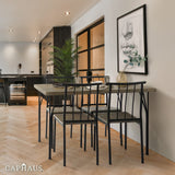 5 Pieces Dining Table & Chairs Set for 4, Space-Saving Rectangle Table w/Four Chairs for Kitchen,