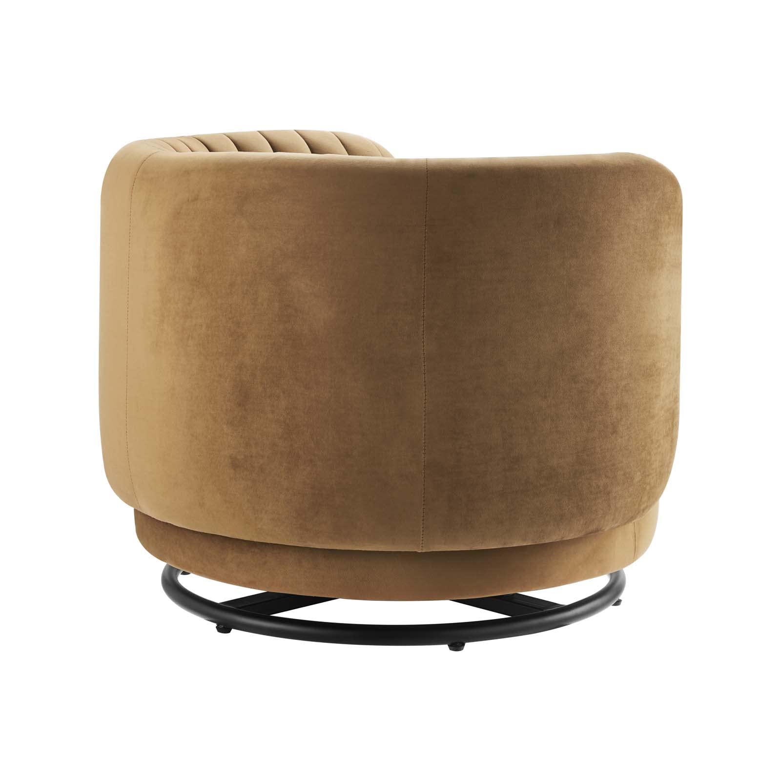 Embrace Swivel Chair, Black Cognac