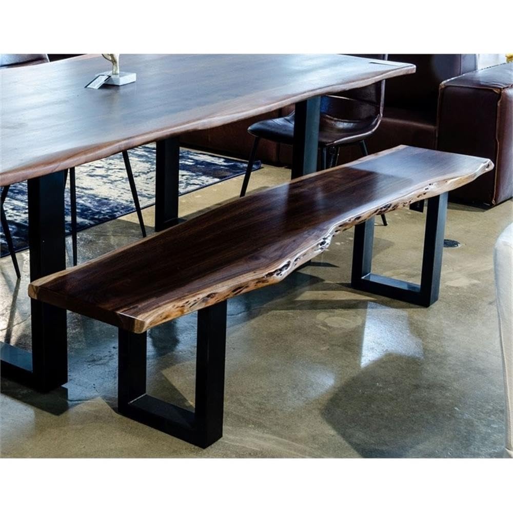 Brylee Collection Modern Style Live Edge Solid Wood Top Extra Large Dining Bench