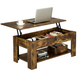 Vintage Coffee Table, Lift Top Coffee Table with Large Hidden Storage Shelf