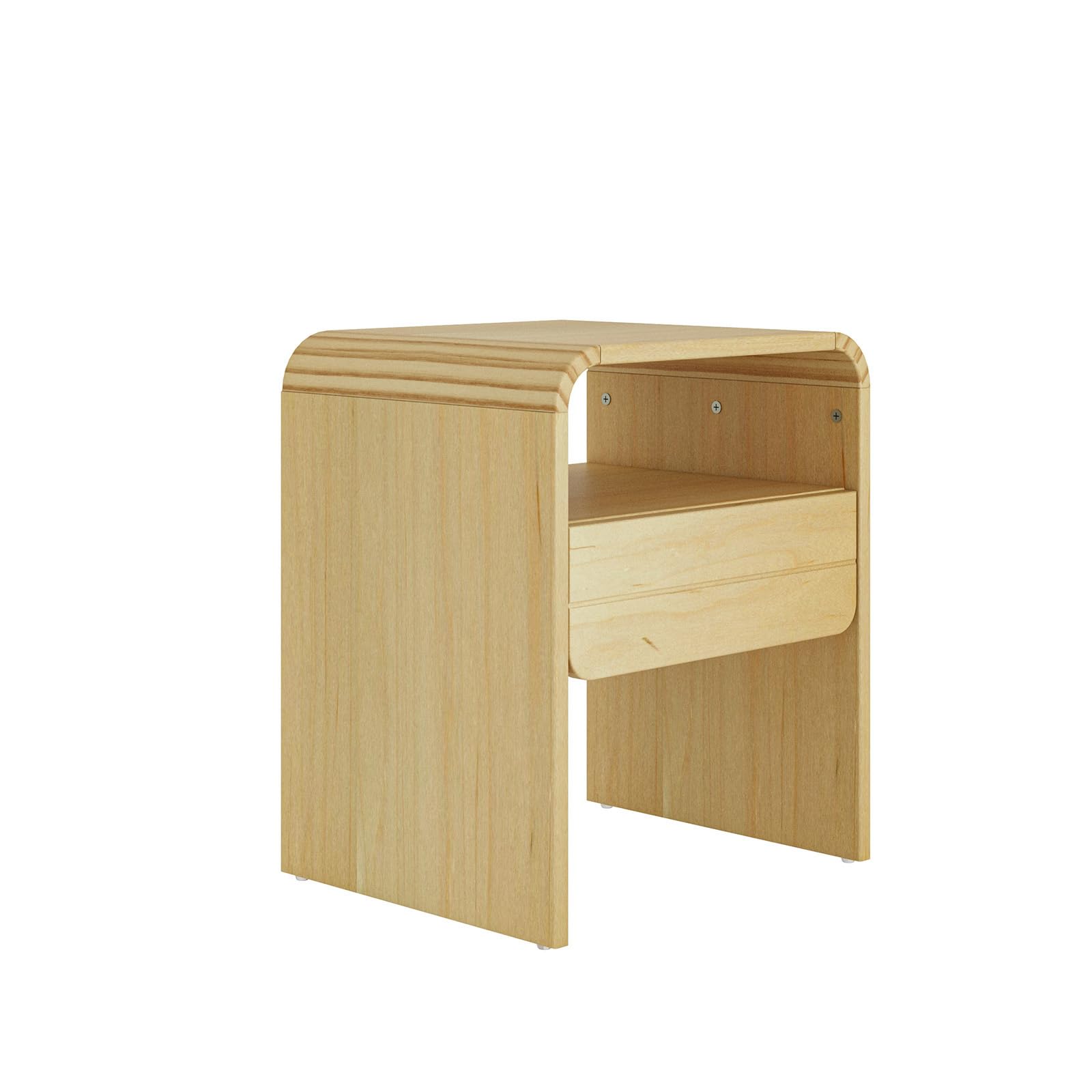 Nightstand with 1-Drawer, Modern Curved-Top Nightstand