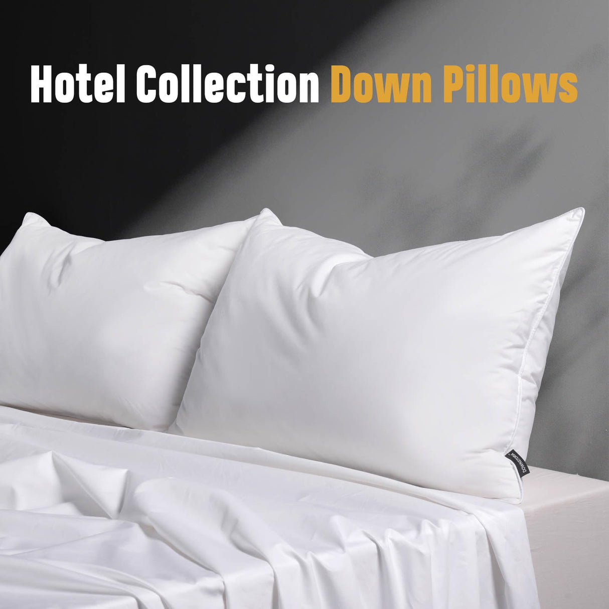 Down Pillow King Size Set of 2 Pack,100% Cotton Hotel Collection Bed Pillows for Sleeping,Soft Support Medium Firm Down Surrounded Pillows for Side Back Stomach Sleepers 20" x 36"