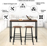 3-Piece Pub Table Set, Bar Table with 2PCS Backless Bar Stools