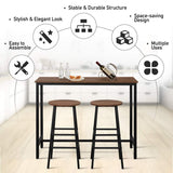 3-Piece Pub Table Set, Bar Table with 2PCS Backless Bar Stools