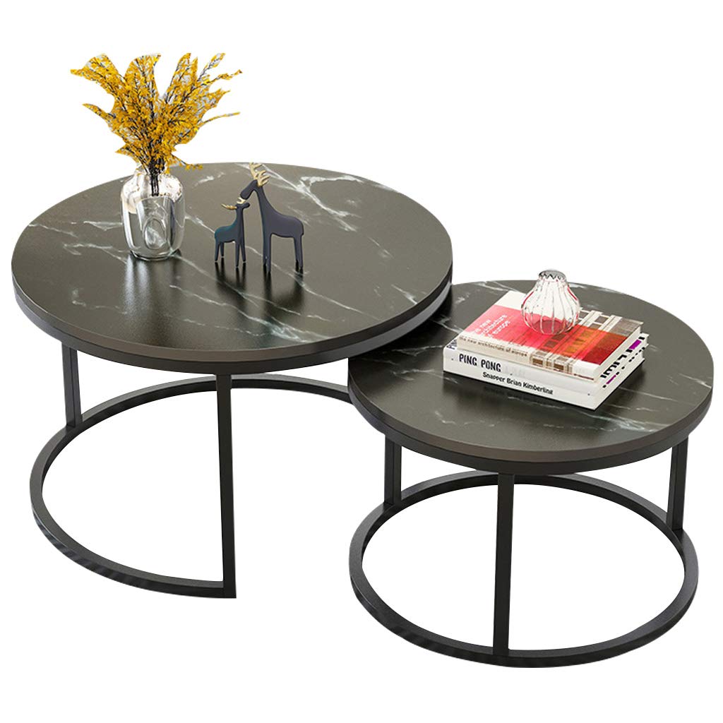 Living Room Stacking Nesting End Table,Nordic Marble Print Corner Coffee Table
